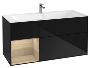 Тумба под раковину Villeroy & Boch Finion 119,6х49,8 см с подсветкой МДФ глянцевый черный лак/шпон дуба F060PCPH