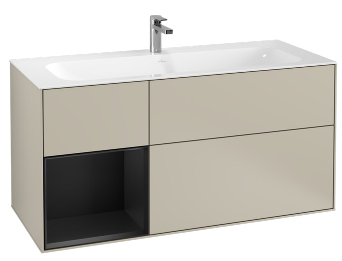 Тумба под раковину Villeroy & Boch Finion 119,6х49,8 см с подсветкой МДФ песок матовый лак/черный матовый лак F060PDHH