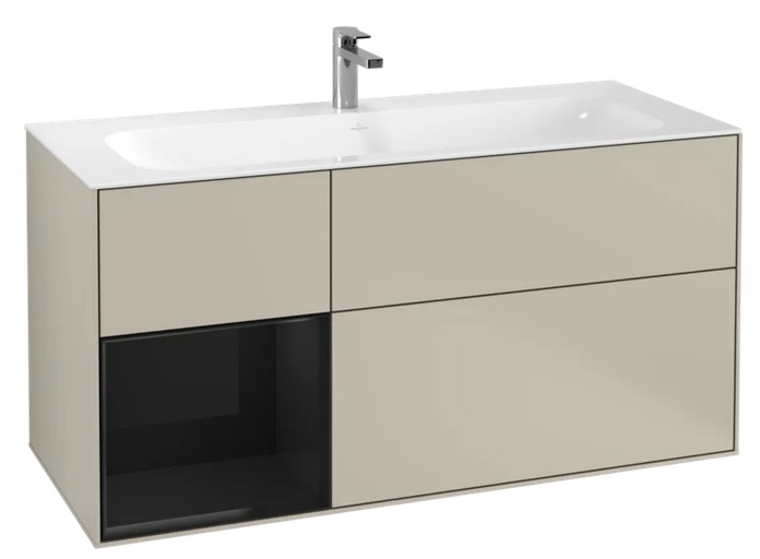 Тумба под раковину Villeroy & Boch Finion 119,6х49,8 см с подсветкой МДФ песок матовый лак/глянцевый черный лак F060PHHH