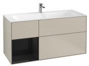 Тумба под раковину Villeroy & Boch Finion 119,6х49,8 см с подсветкой МДФ песок матовый лак/глянцевый черный лак F060PHHH