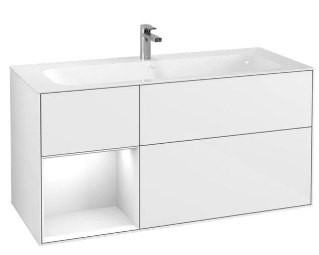 Тумба під раковину Villeroy & Boch Finion 119,6х49,8 см з підсвічуванням МДФ глянсовий білий лак G060GFGF