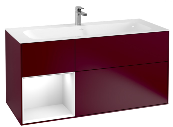 Тумба під раковину Villeroy & Boch Finion 119,6х49,8 см з підсвічуванням МДФ півонія матовий лак/глянсовий білий лак G060GFHB