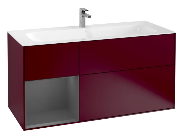 Тумба под раковину Villeroy & Boch Finion 119,6х49,8 см с подсветкой МДФ пион матовый лак/антрацит матовый лак G060GKHB