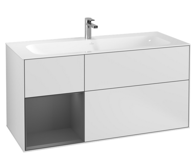 Тумба под раковину Villeroy & Boch Finion 119,6х49,8 см с подсветкой МДФ белый матовый лак/антрацит матовый лак G060GKMT