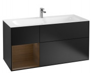 Тумба под раковину Villeroy & Boch Finion 119,6х49,8 см с подсветкой МДФ черный матовый лак/шпон грецкого ореха G060GNPD