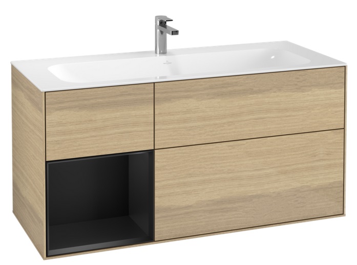 Тумба под раковину Villeroy & Boch Finion 119,6х49,8 см с подсветкой ДСП шпон дуба/черный матовый лак F060PDPC