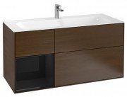 Тумба під раковину Villeroy & Boch Finion 119,6х49,8 см з підсвічуванням ДСП шпон волоського горіха/глянцевий чорний лак F060PHGN