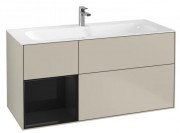 Тумба під раковину Villeroy & Boch Finion 119,6х49,8 см із підсвічуванням МДФ пісок матовий лак/глянцевий чорний лак F060PHHH