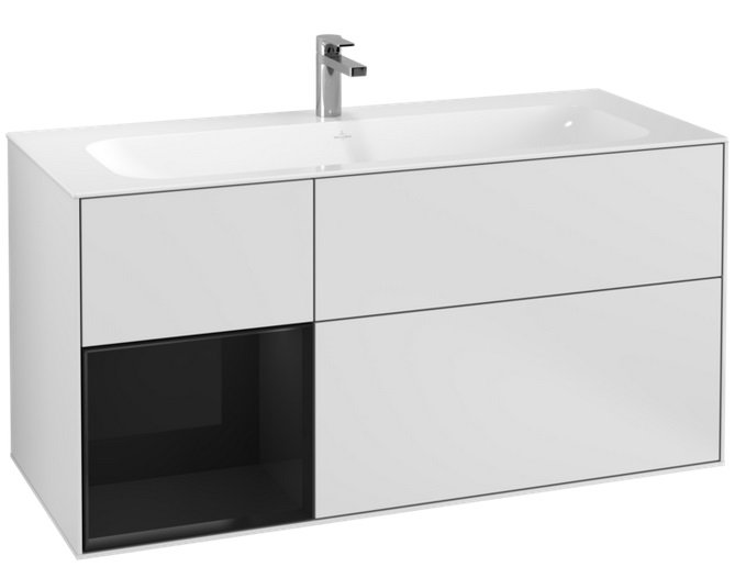 Тумба під раковину Villeroy & Boch Finion 119,6х49,8 см із підсвічуванням МДФ білий матовий лак/глянцевий чорний лак F060PHMT