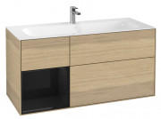 Тумба под раковину Villeroy & Boch Finion 119,6х49,8 см с подсветкой ДСП шпон дуба/глянцевый черный лак F060PHPC