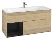 Тумба под раковину Villeroy & Boch Finion 119,6х49,8 см с подсветкой ДСП шпон дуба/глянцевый черный лак F060PHPC