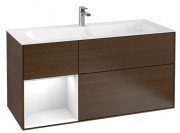 Тумба під раковину Villeroy & Boch Finion 119,6х49,8 см з підсвічуванням ДСП шпон волоського горіха/глянсовий білий лак G060GFGN