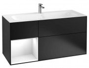 Тумба під раковину Villeroy & Boch Finion 119,6х49,8 см із підсвічуванням МДФ чорний матовий лак/глянцевий білий лак G060GFPD