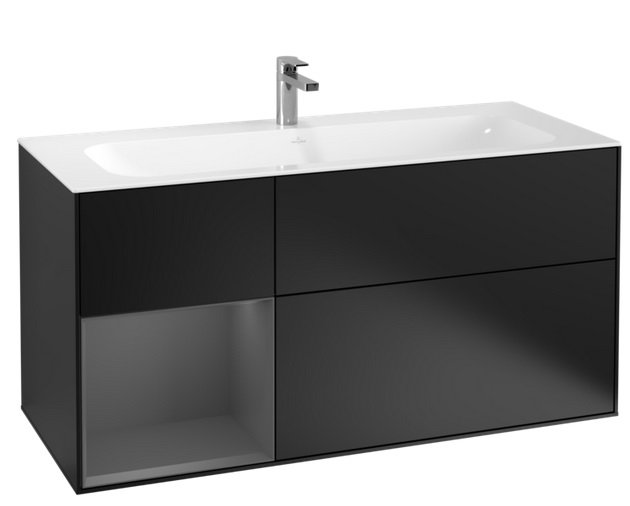 Тумба під раковину Villeroy & Boch Finion 119,6х49,8 см із підсвічуванням МДФ чорний матовий лак/антрацит матовий лак G060GKPD