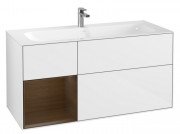 Тумба під раковину Villeroy & Boch Finion 119,6х49,8 см з підсвічуванням МДФ білий глянцевий лак/шпон волоського горіха G060GNGF