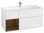 Тумба під раковину Villeroy & Boch Finion 119,6х49,8 см з підсвічуванням МДФ білий глянцевий лак/шпон волоського горіха G060GNGF