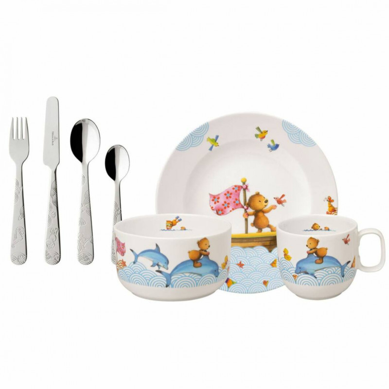 Детский столовый сервиз Villeroy & Boch New Happy as a Bear 7 предметов премиум фарфор 14-8664-8435