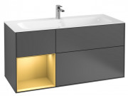Тумба под раковину Villeroy & Boch Finion 119,6х49,8 см с подсветкой МДФ антрацит матовый лак/золотой матовый лак G060HFGK
