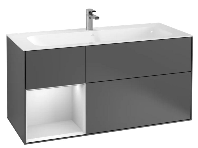 Тумба під раковину Villeroy & Boch Finion 119,6х49,8 см з підсвічуванням антрацит матовий лак/білий матовий лак G060MTGK