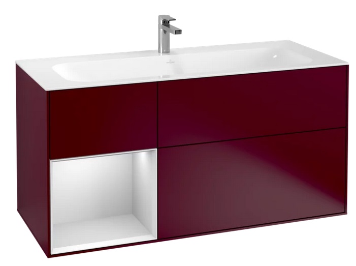 Тумба под раковину Villeroy & Boch Finion 119,6х49,8 см с подсветкой МДФ пион матовый лак/белый матовый лак G060MTHB