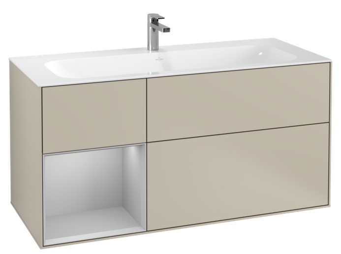 Тумба під раковину Villeroy & Boch Finion 119,6х49,8 см з підсвічуванням МДФ пісок матовий лак/світло-сірий матовий лак G060GJHH