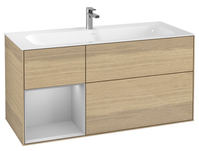 Тумба под раковину Villeroy & Boch Finion 119,6х49,8 см с подсветкой ДСП шпон дуба/светло-серый матовый лак G060GJPC