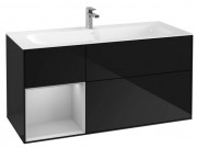 Тумба под раковину Villeroy & Boch Finion 119,6х49,8 см с подсветкой МДФ глянцевый черный лак/светло-серый матовый лак G060GJPH