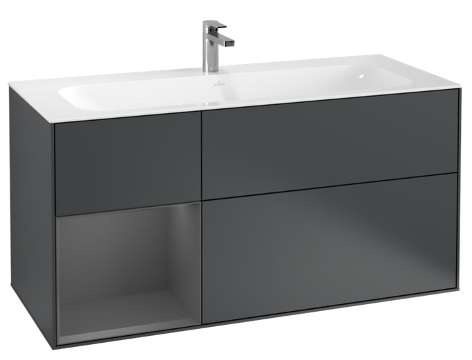 Тумба под раковину Villeroy & Boch Finion 119,6х49,8 см с подсветкой МДФ темно-синий матовый лак/антрацит матовый лак G060GKHG