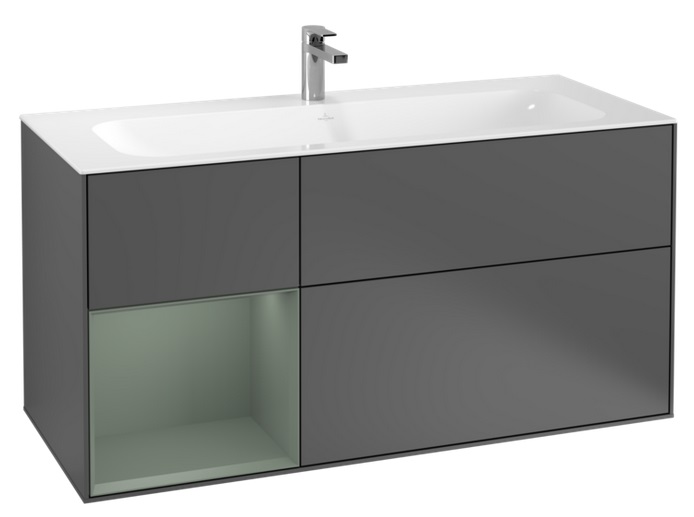 Тумба под раковину Villeroy & Boch Finion 119,6х49,8 см с подсветкой МДФ антрацит матовый лак/оливковый матовый лак G060GMGK