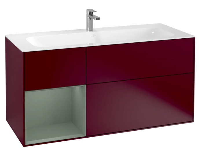 Тумба под раковину Villeroy & Boch Finion 119,6х49,8 см с подсветкой МДФ пион матовый лак/оливковый матовый лак G060GMHB