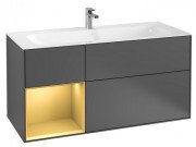 Тумба під раковину Villeroy & Boch Finion 119,6х49,8 см з підсвічуванням МДФ антрацит матовий лак/золотий матовий лак G060HFGK