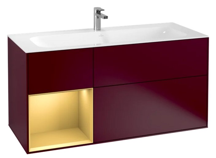 Тумба под раковину Villeroy & Boch Finion 119,6х49,8 см с подсветкой МДФ пион матовый лак/золотой матовый лак G060HFHB