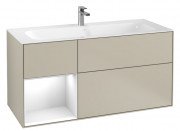 Тумба под раковину Villeroy & Boch Finion 119,6х49,8 см с подсветкой МДФ песок матовый лак/глянцевый белый лак G060GFHH