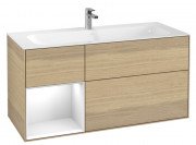 Тумба под раковину Villeroy & Boch Finion 119,6х49,8 см с подсветкой ДСП шпон дуба/глянцевый белый лак G060GFPC