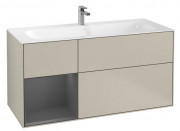 Тумба под раковину Villeroy & Boch Finion 119,6х49,8 см с подсветкой МДФ песок матовый лак/антрацит матовый лак G060GKHH