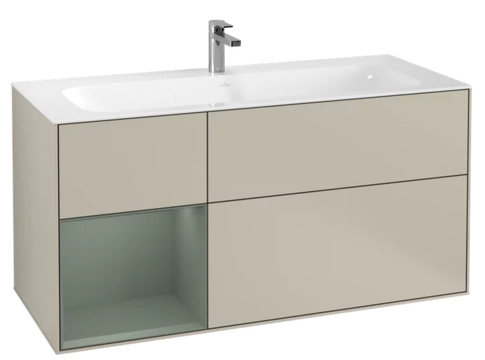 Тумба под раковину Villeroy & Boch Finion 119,6х49,8 см с подсветкой МДФ песок матовый лак/оливковый матовый лак G060GMHH