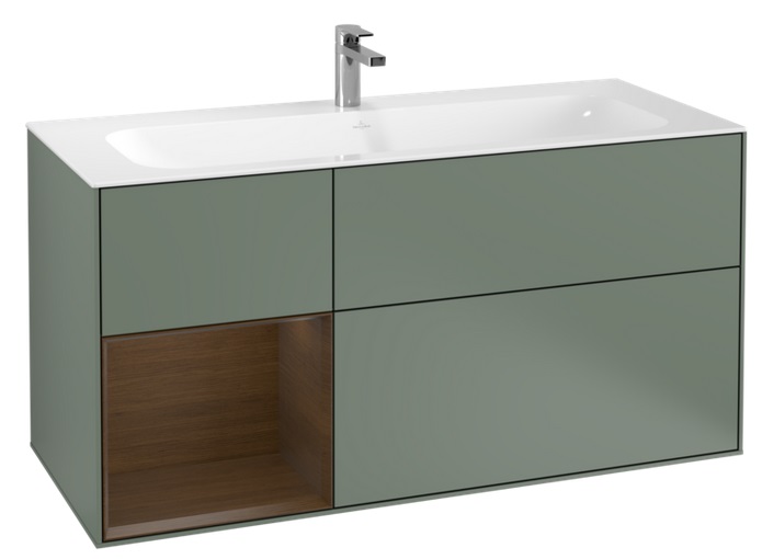 Тумба под раковину Villeroy & Boch Finion 119,6х49,8 см с подсветкой МДФ оливковый матовый лак/шпон грецкого ореха G060GNGM