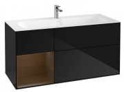 Тумба под раковину Villeroy & Boch Finion 119,6х49,8 см с подсветкой МДФ глянцевый черный лак/шпон грецкого ореха G060GNPH