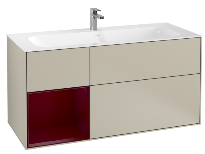 Тумба под раковину Villeroy & Boch Finion 119,6х49,8 см с подсветкой МДФ песок матовый лак/пион матовый лак G060HBHH