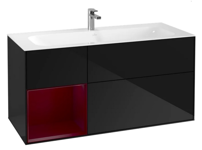 Тумба под раковину Villeroy & Boch Finion 119,6х49,8 см с подсветкой МДФ глянцевый черный лак/пион матовый лак G060HBPH