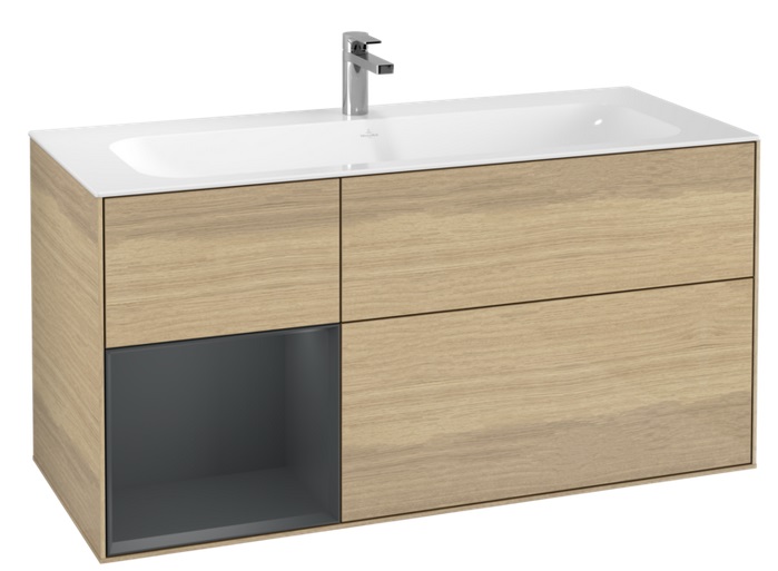 Тумба под раковину Villeroy & Boch Finion 119,6х49,8 см с подсветкой ДСП шпон дуба/темно-синий матовый лак G060HGPC