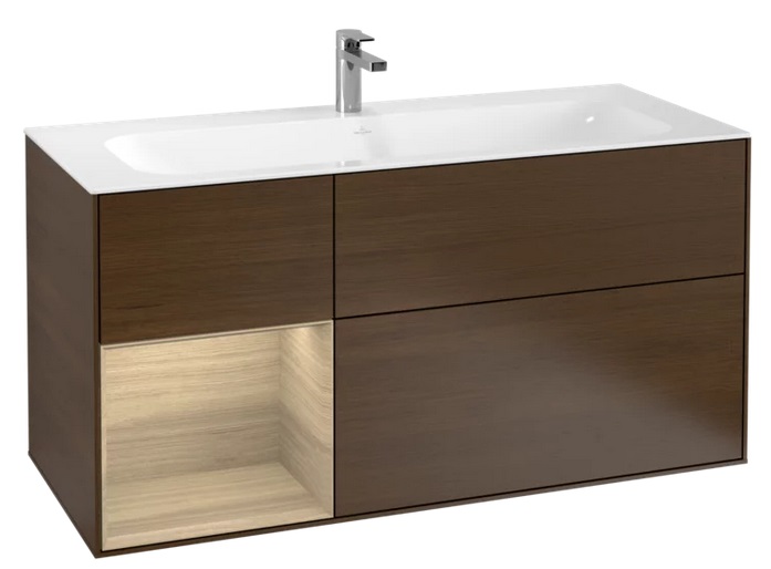 Тумба под раковину Villeroy & Boch Finion 119,6х49,8 см с подсветкой ДСП шпон грецкого ореха/шпон дуба G060PCGN