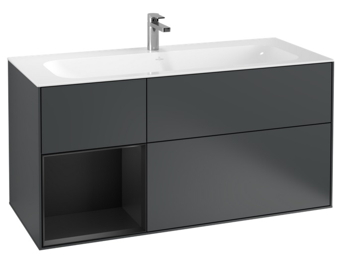 Тумба под раковину Villeroy & Boch Finion 119,6х49,8 см с подсветкой МДФ темно-синий матовый лак/черный матовый лак G060PDHG