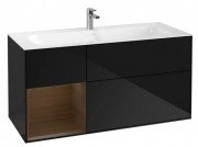 Тумба под раковину Villeroy & Boch Finion 119,6х49,8 см с подсветкой МДФ глянцевый черный лак/шпон грецкого ореха G060GNPH
