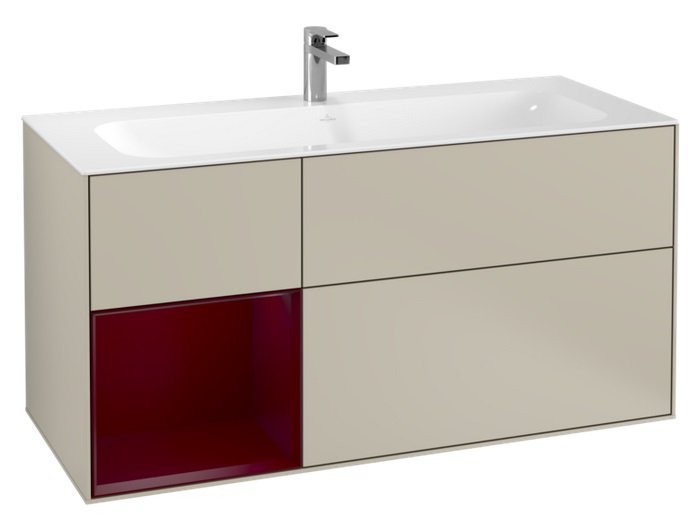 Тумба под раковину Villeroy & Boch Finion 119,6х49,8 см с подсветкой МДФ песок матовый лак/пион матовый лак G060HBHH