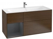 Тумба під раковину Villeroy & Boch Finion 119,6х49,8 см з підсвічуванням ДСП шпон волоського горіха/темно-синій матовий лак G060HGGN