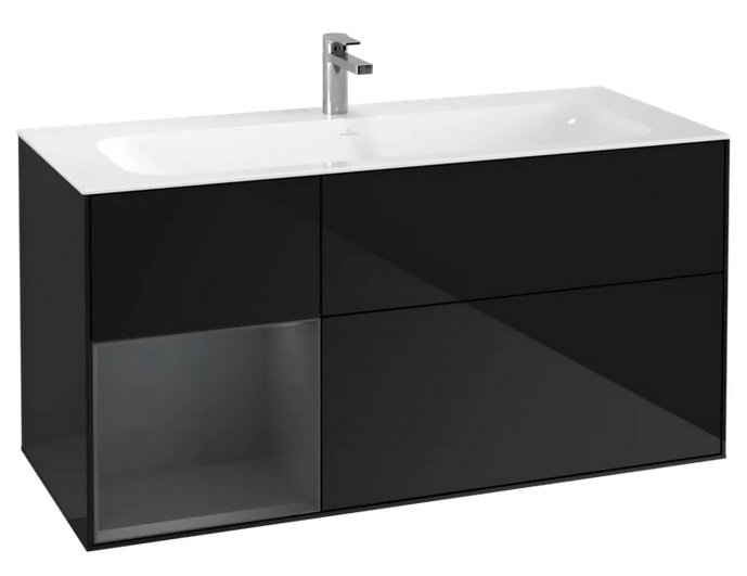 Тумба под раковину Villeroy & Boch Finion 119,6х49,8 см с подсветкой МДФ глянцевый черный лак/темно-синий матовый лак G060HGPH