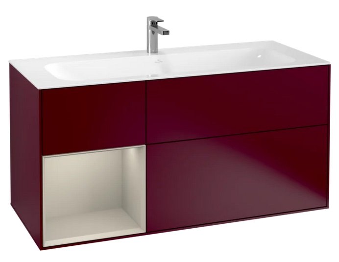 Тумба под раковину Villeroy & Boch Finion 119,6х49,8 см с подсветкой МДФ пион матовый лак/песок матовый лак G060HHHB