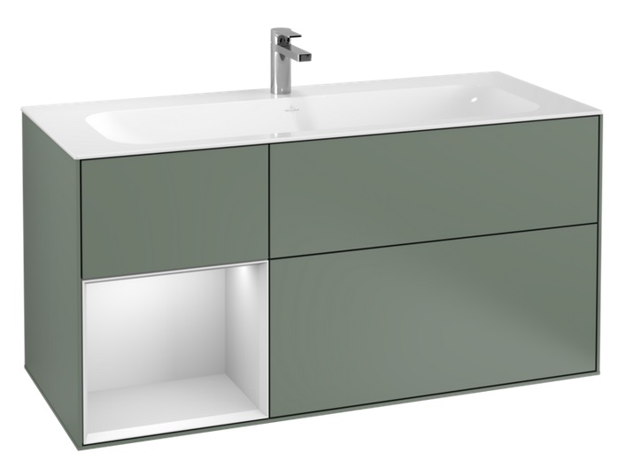 Тумба под раковину Villeroy & Boch Finion 119,6х49,8 см с подсветкой МДФ оливковый матовый лак/белый матовый лак G060MTGM