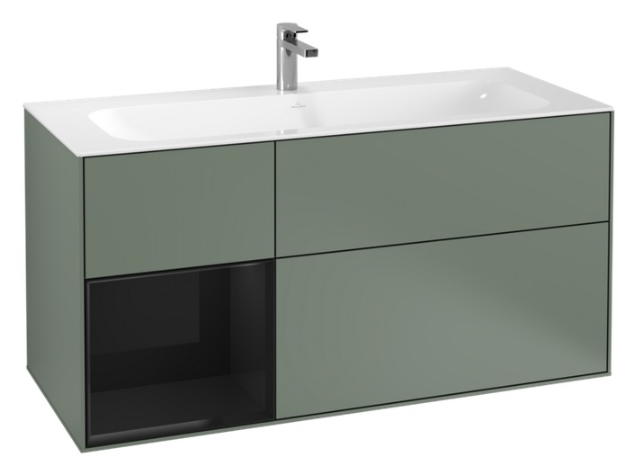 Тумба под раковину Villeroy & Boch Finion 119,6х49,8 см с подсветкой МДФ оливковый матовый лак/глянцевый черный лак G060PHGM